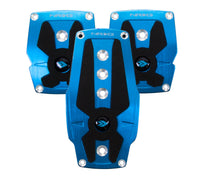 Thumbnail for NRG Brushed Aluminum Sport Pedal M/T - Blue w/Black Rubber Inserts