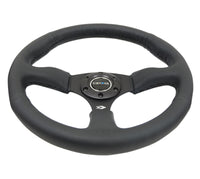 Thumbnail for NRG Reinforced Steering Wheel (350mm / 2.5in. Deep) Blk Leather Comfort Grip w/5mm Matte Blk Spokes