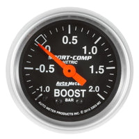 Thumbnail for Autometer Sport-Comp Gauge Vac/Boost 2 1/16in -1 - +2 Bar Mechanical Sport-Comp