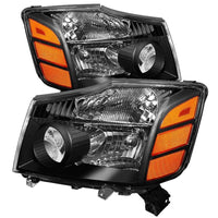 Thumbnail for Xtune Nissan Titan 04-14 / Armada 04-07 OEM Amber Head Lights Set Black HD-JH-NTI04-AM-BK