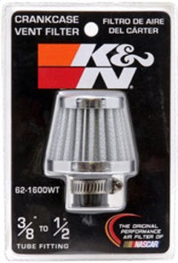 Thumbnail for K&N 2in Base OD x .375in Flange ID x 1.75in H Rubber Base Crankcase Vent Filter - White