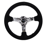 Thumbnail for NRG Reinforced Steering Wheel (350mm / 3in. Deep) Blk Suede w/Hydrodipped Digi-Camo Spokes