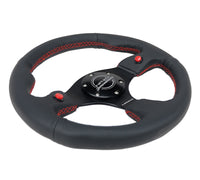 Thumbnail for NRG Reinforced Steering Wheel (320mm) Blk Leather w/Dual Buttons