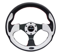 Thumbnail for NRG Reinforced Steering Wheel (320mm) Blk w/White Trim & 4mm 3-Spoke