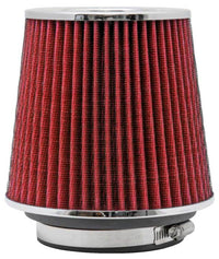 Thumbnail for K&N Universal Air Filter Chrome Round Tapered Red - 4in Flange ID x 1.125in Flange Length x 5.5in H