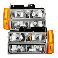 Thumbnail for Xtune GMC Yukon 94-99 Headlights w/ Corner & Parking Lights 8pcs Sets -Chrome HD-JH-GCK94-AM-C-SET