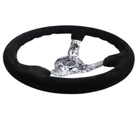 Thumbnail for NRG Reinforced Steering Wheel (350mm / 3in. Deep) Blk Suede w/Hydrodipped Digi-Camo Spokes