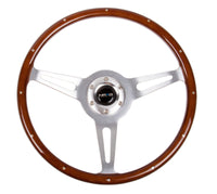 Thumbnail for NRG Classic Wood Grain Steering Wheel (365mm) Wood w/Metal Inserts & Brushed Alum. 3-Spoke Center