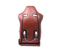 Thumbnail for NRG Reclinable Sport Seats (Pair) The Arrow Maroon Vinyl w/ Pressed NRG logo w/ Maroon Stitch