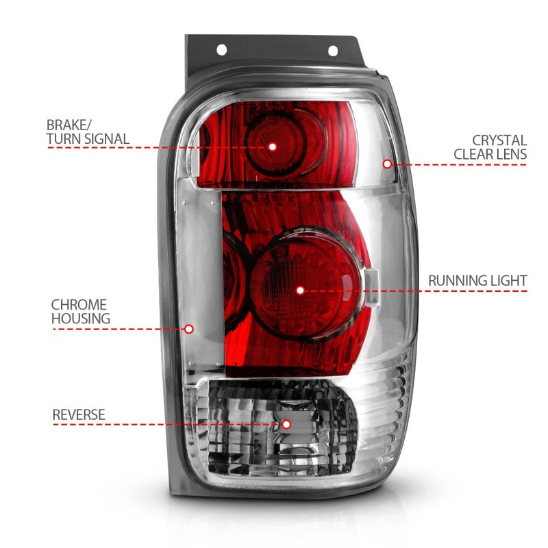 ANZO 1998-2001 Ford Explorer Taillights Chrome