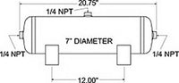 Thumbnail for Firestone Air Tank 3 Gallon 7in. x 17.75in. (3) 1/4in. NPT Ports 150 PSI Max - Black (WR17609148)