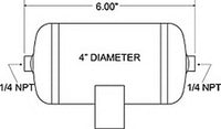 Thumbnail for Firestone Air Tank 0.25 Gallon 4in. x 6in. (2) 1/4in. NPT Ports 150 PSI Max - Black (WR17609166)