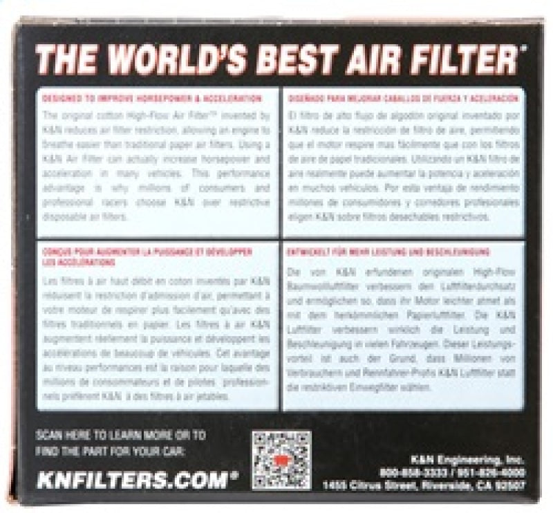 K&N Filter Universal Rubber Filter 2 7/16 inch Flange 4.5x3.75 inch Base 3.5x2.5 inch Top 2.75 inch