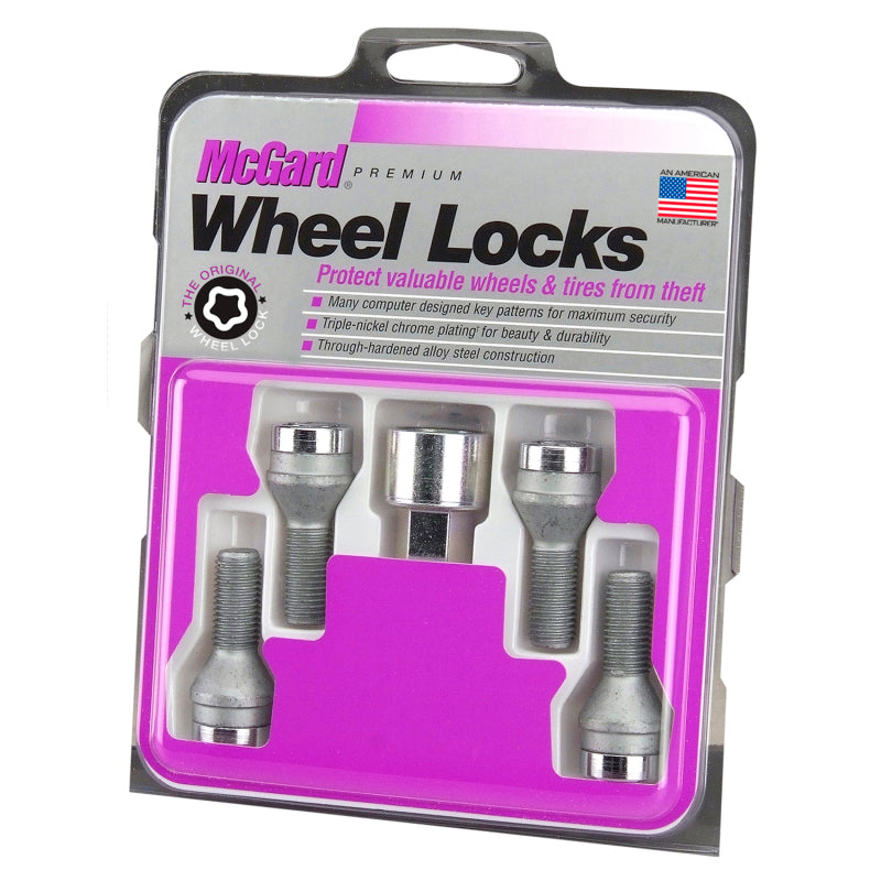 McGard Wheel Lock Bolt Set - 4pk. (Cone Seat) M12X1.75 / 19mm Hex / 28.9mm Shank Length - Chrome