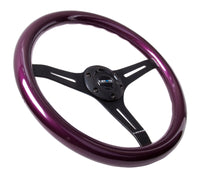 Thumbnail for NRG Classic Wood Grain Steering Wheel (350mm) Purple Pearl/Flake Paint w/Black 3-Spoke Center