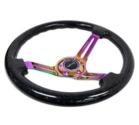 Thumbnail for NRG Reinforced Steering Wheel (350mm / 3in. Deep) Blk Multi Color Flake w/ Neochrome Center Mark