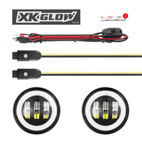 Thumbnail for XK Glow 4In JL Black RGB LED Jeep Wrangler Fog Light XKchrome Bluetooth App Controlled Kit