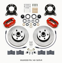 Thumbnail for Wilwood Forged Dynalite-M Front Kit 11.30in 1 PC Rotor&Hub Red 1965-1969 Mustang Disc & Drum Spindle