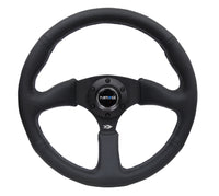 Thumbnail for NRG Reinforced Steering Wheel (350mm / 2.5in. Deep) Blk Leather Comfort Grip w/5mm Matte Blk Spokes