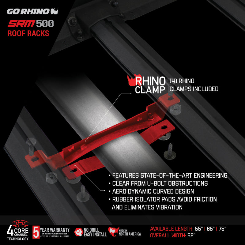 Go Rhino SRM300 Quad Baja Rail Kit (For 60x40in. Rack) - Tex. Blk (Rails ONLY - Req. Platform)