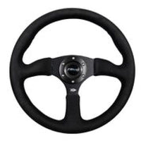 Thumbnail for NRG Reinforced Steering Wheel (350mm / 2.5in. Deep)Blk Alcantara Comfort Grip w/4mm Matte Blk Spokes