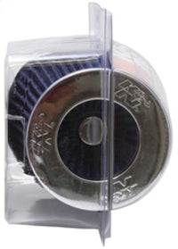 Thumbnail for K&N Universal Air Filter Chrome Round Tapered Blue - 4in Flange ID x 1.125in Flange Length x 5.5in H