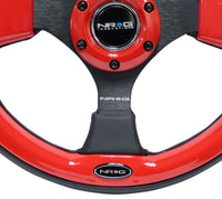 Thumbnail for NRG Reinforced Steering Wheel (320mm) Blk w/Red Trim & 5mm 3-Spoke