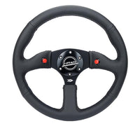 Thumbnail for NRG Reinforced Steering Wheel (350mm/ 2.5in. Deep) Sport Leather Racing/ 4mm Matte Black Spoke