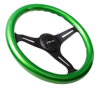 Thumbnail for NRG Classic Wood Grain Steering Wheel (350mm) Green Pearl/Flake Paint w/Black 3-Spoke Center