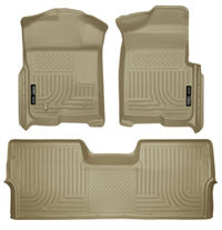 Thumbnail for Husky Liners 09-12 Ford F-150 Super Crew Cab WeatherBeater Combo Tan Floor Liners