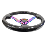 Thumbnail for NRG Carbon Fiber Steering Wheel (350mm / 1.5in. Deep) Neochrome 3-Spoke Design w/Slit Cuts