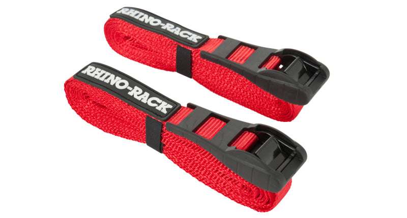 Rhino-Rack Rapid Tie Down Straps w/Buckle Protector - 4.5m/15ft - Pair - Red