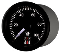 Thumbnail for Autometer Stack 52mm 0-100 PSI 1/8in NPTF (M) Mechanical Oil Pressure Gauge - Black