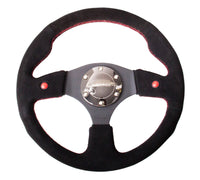 Thumbnail for NRG Reinforced Steering Wheel (320mm) Blk Suede w/Dual Buttons