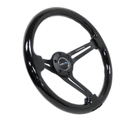 Thumbnail for NRG Reinforced Steering Wheel (350mm / 3in. Deep) Blk Wood w/Blk Matte Spoke/Black Center Mark