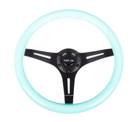 Thumbnail for NRG Classic Wood Grain Steering Wheel (350mm) Minty Fresh Color Grip w/Black 3-Spoke Center