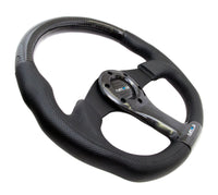 Thumbnail for NRG Carbon Fiber Steering Wheel (350mm) Oval Shape Black w/Leather Trim