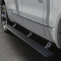 Thumbnail for Go Rhino 19-24 Ram 1500 Quad Cab 4dr E1 Electric Running Board Kit (No Drill) - Tex. Blk