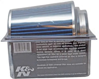 Thumbnail for K&N Universal Air Filter Chrome Round Tapered Blue - 4in Flange ID x 1.125in Flange Length x 5.5in H