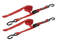 Thumbnail for SpeedStrap 1In x 10Ft CAM-Lock Tie Down w/ Snap FtSFt Hooks (2 Pack) - Red