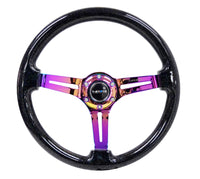 Thumbnail for NRG Reinforced Steering Wheel (350mm / 3in. Deep) Blk Multi Color Flake w/ Neochrome Center Mark