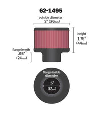 Thumbnail for K&N .5in Flange ID x 3in OD x 3.25in H Rubber Base Crankcase Vent Filter