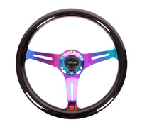 Thumbnail for NRG Classic Wood Grain Steering Wheel (350mm) Black Paint Grip w/Neochrome 3-Spoke Center