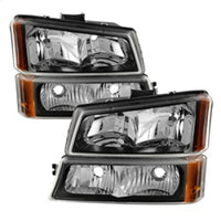 Thumbnail for Xtune Chevy Silverado 2500HD 03-06 Crystal Headlights w/ Bumper Lights Black HD-JH-CSIL03-AM-BK-SET