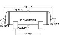 Thumbnail for Firestone Air Tank 3 Gallon 7in. x 20.75in. (4) 1/4in. NPT Ports 150 PSI Max - Black (WR17609227)