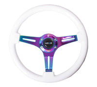 Thumbnail for NRG Classic Wood Grain Steering Wheel (350mm) White Paint Grip w/Neochrome 3-Spoke Center