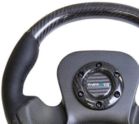 Thumbnail for NRG Carbon Fiber Steering Wheel (320mm) CF Center Plate & Two-Tone Carbon w/Leather Trim Handles