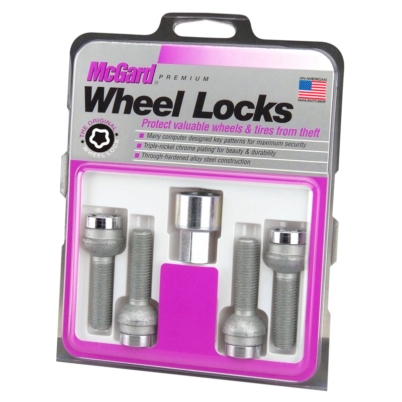 McGard Wheel Lock Bolt Set - 4pk. (Radius Seat) M12X1.5 / 17mm Hex / 39.9mm Shank Length - Chrome