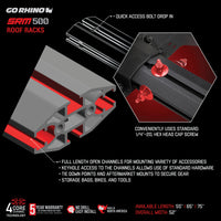 Thumbnail for Go Rhino SRM500 Tri-Rail Kit (For 65in. Long Rack) - Tex. Blk (Rails ONLY - Req. Platform)