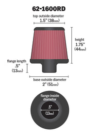 Thumbnail for K&N 2in Base OD x .375in Flange ID x 1.75in H Rubber Base Crankcase Vent Filter